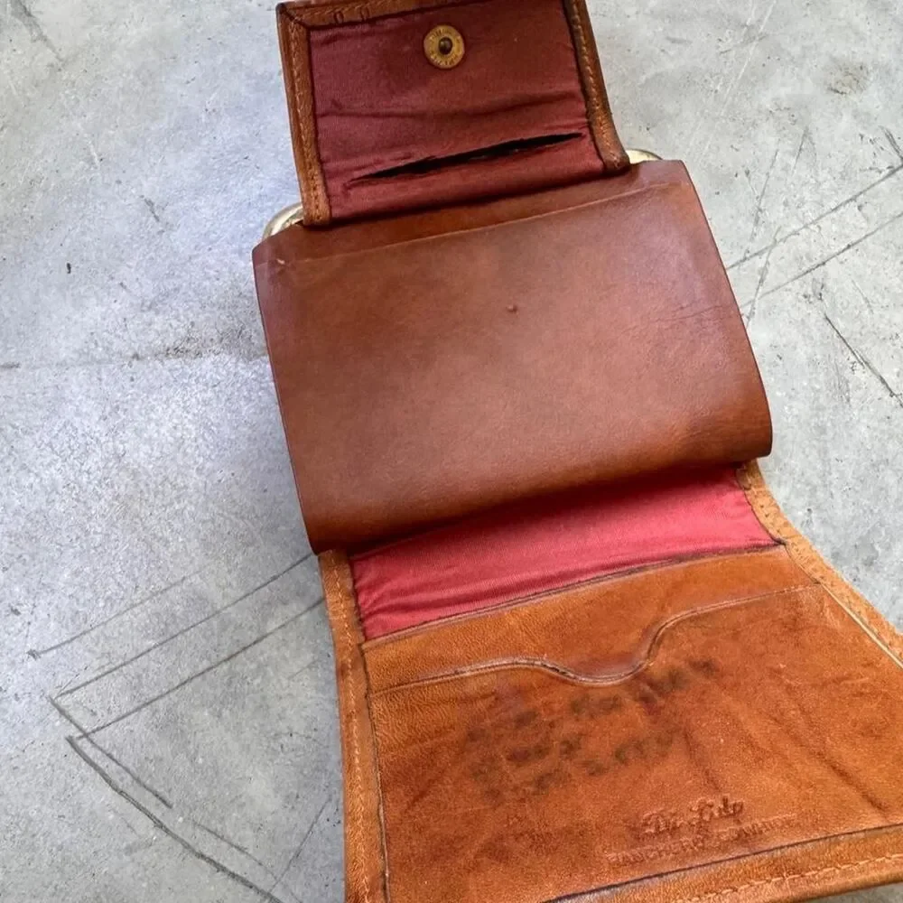 Brown cowhide leather wallet with a vintage vibe